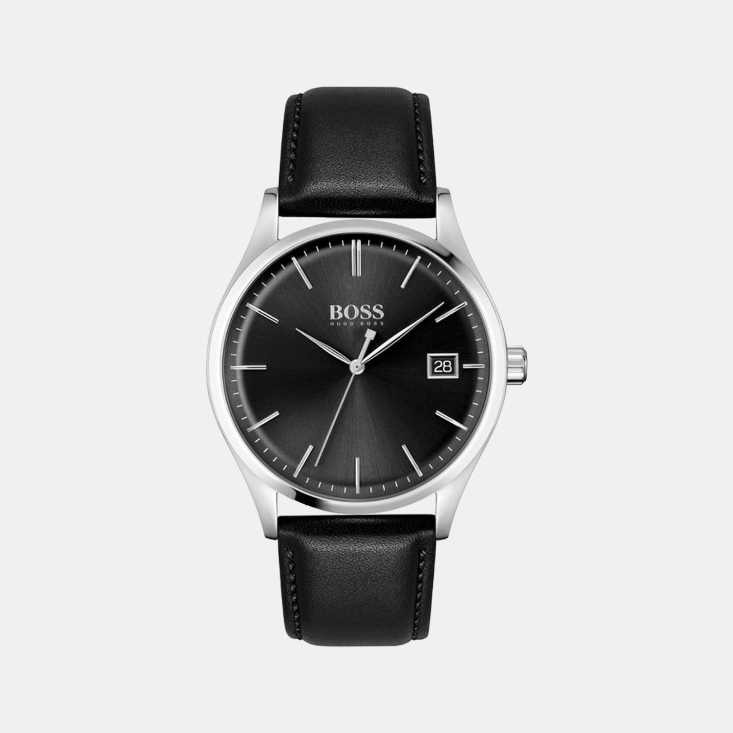 Boss Commissioner Men Quartz Black Dial Analog Leather Watch 1513831