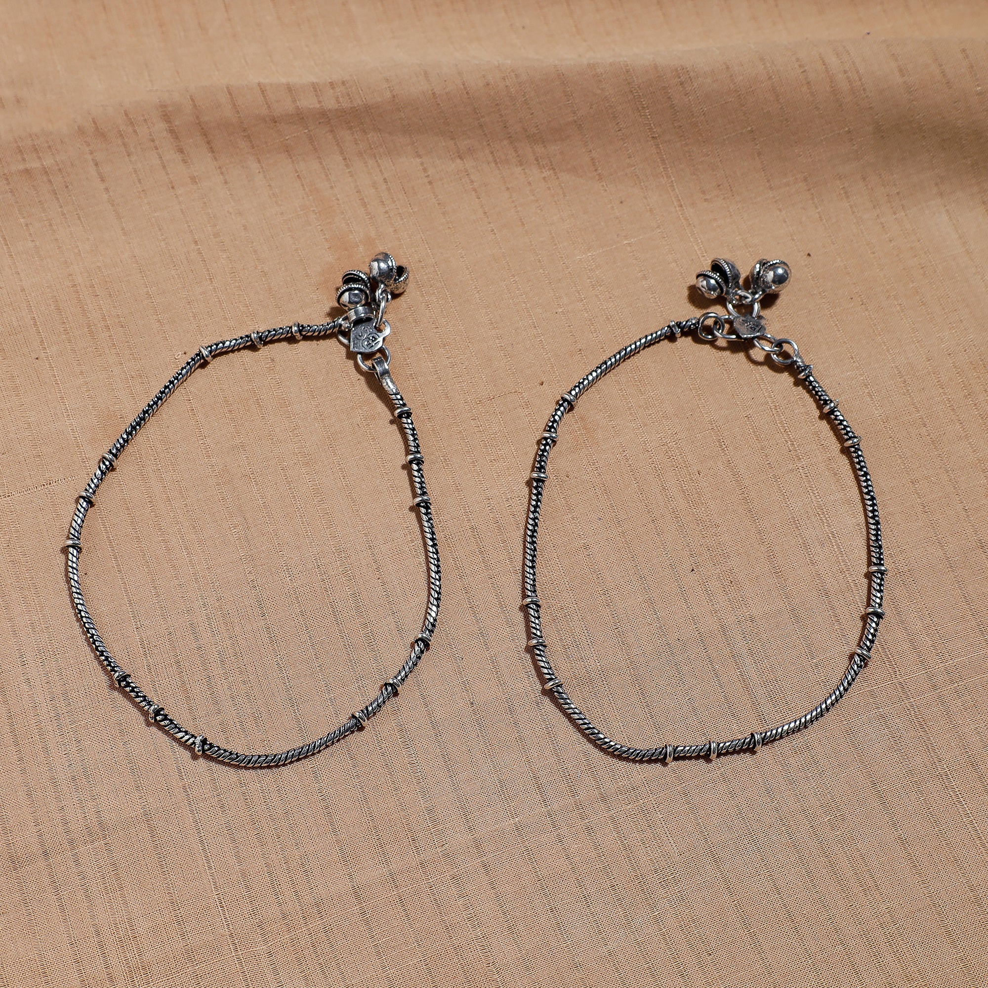 WHITE RIVER STORIES Antique Finish Oxidised German Silver Anklets