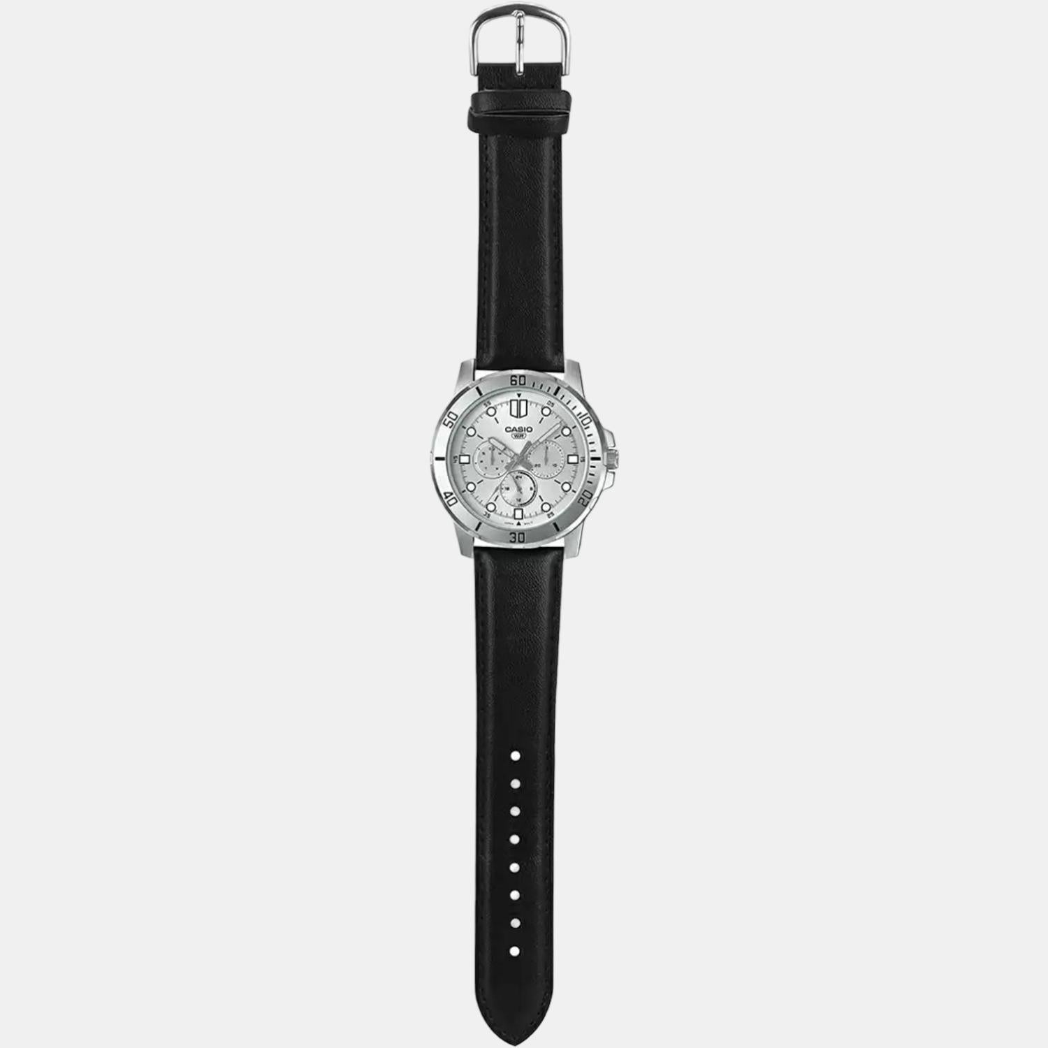 Casio Enticer Men Quartz Silver Dial Chronograph Leather Watch A1753 - view 6