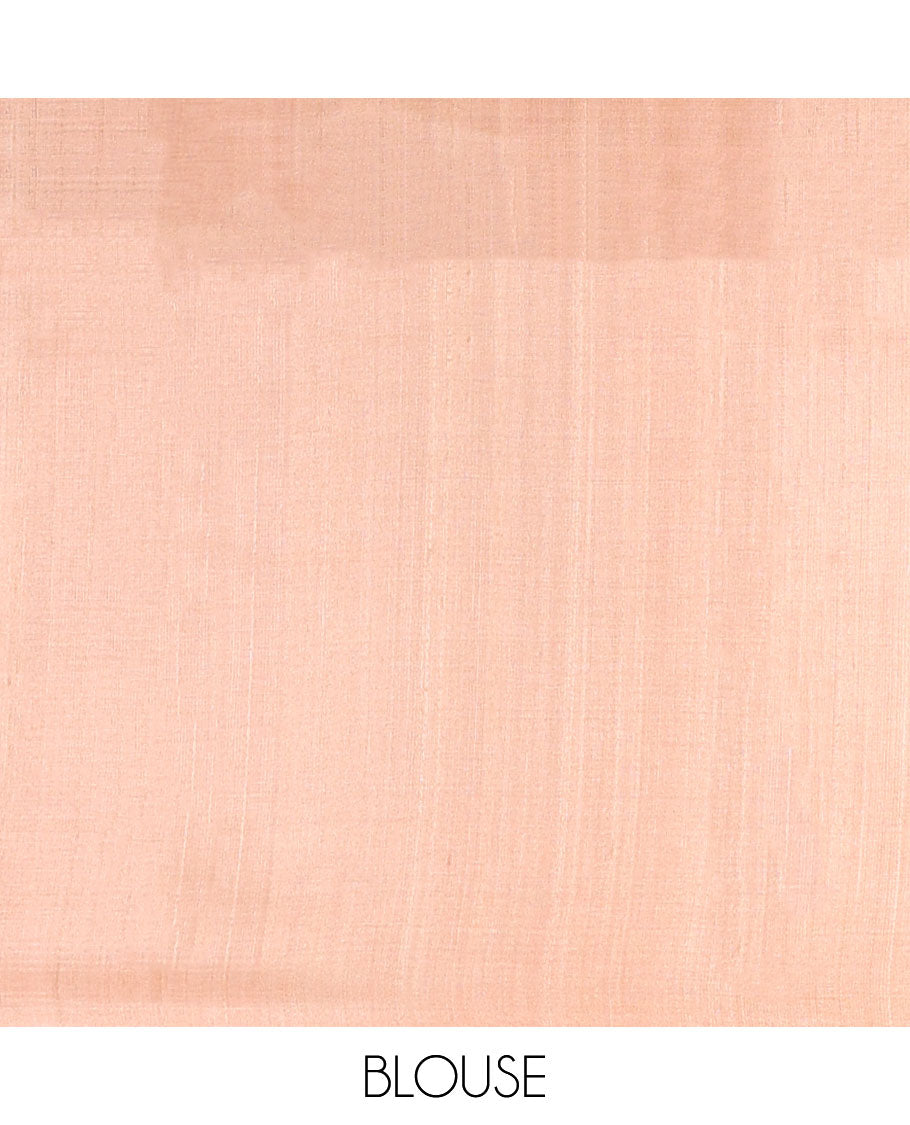 Pothys Borderless Orange all over heart motifs tussar saree - view 5