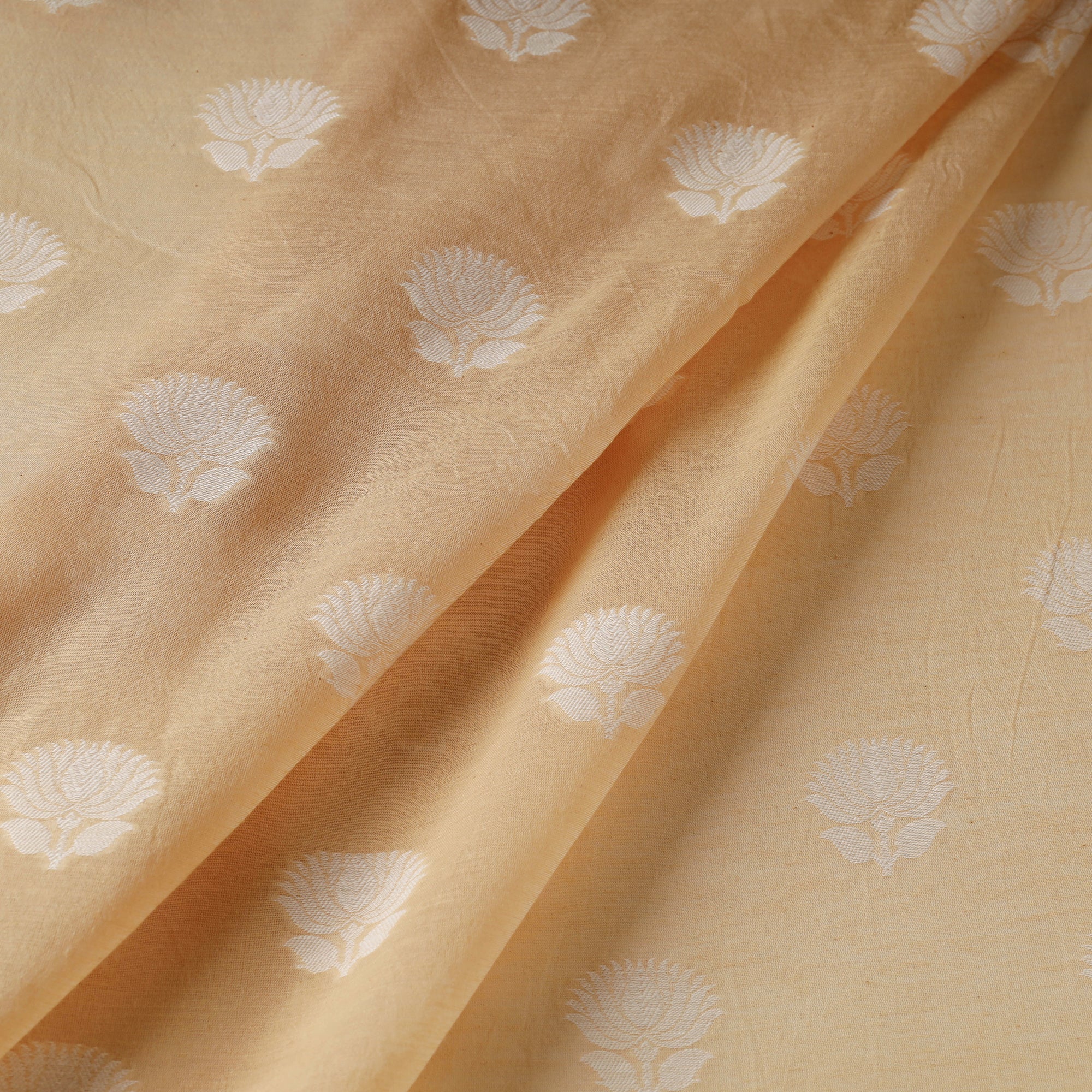 ITOKRI CRAFTS INITIATIVE Beige - Pure Handwoven Cutwork Buti Cotton Banarasi Fabric 09 - view 3