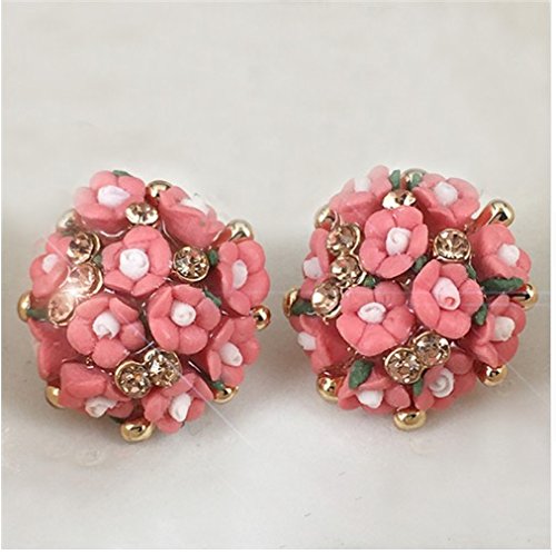 Yellow Chimes Stud Earrings for Women Combo of 2 Pairs Floral Stud Earrings Gold Plated Pink & Peach Studs for Girls and Women. - view 4