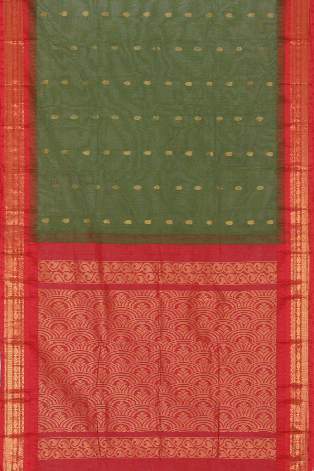 Kalanjali Gadwal Cotton Green Saree – Women's - view 3