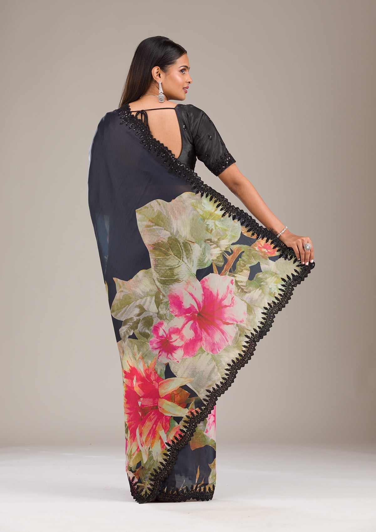 Koskii Multi Zariwork Georgette Saree – Women's - view 2