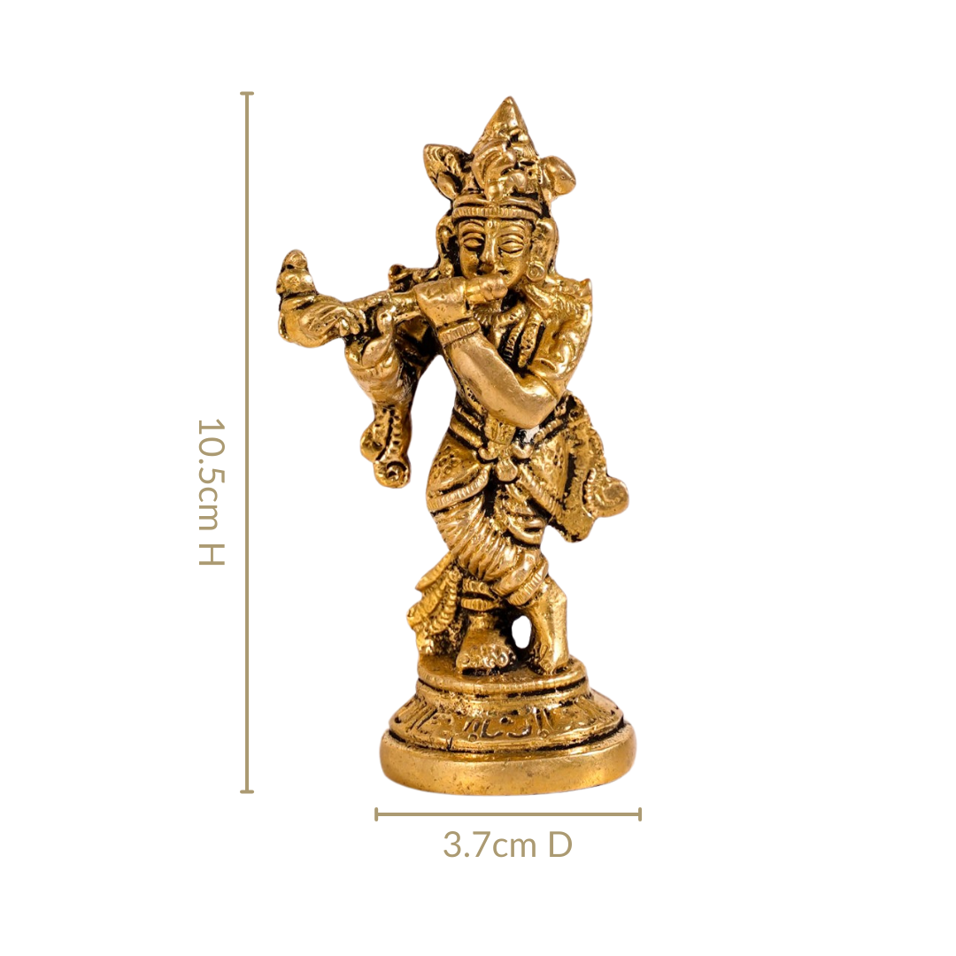 Nestasia Lord Krishna Playing Flute Pure Brass Statue - view 4