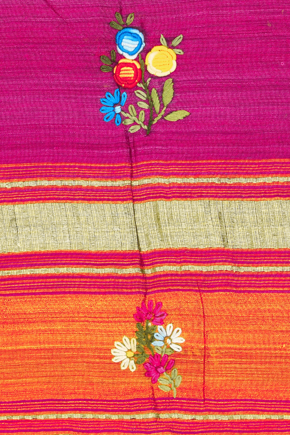Kalanjali Dupion Silk Magenta Pink Dupatta - view 2