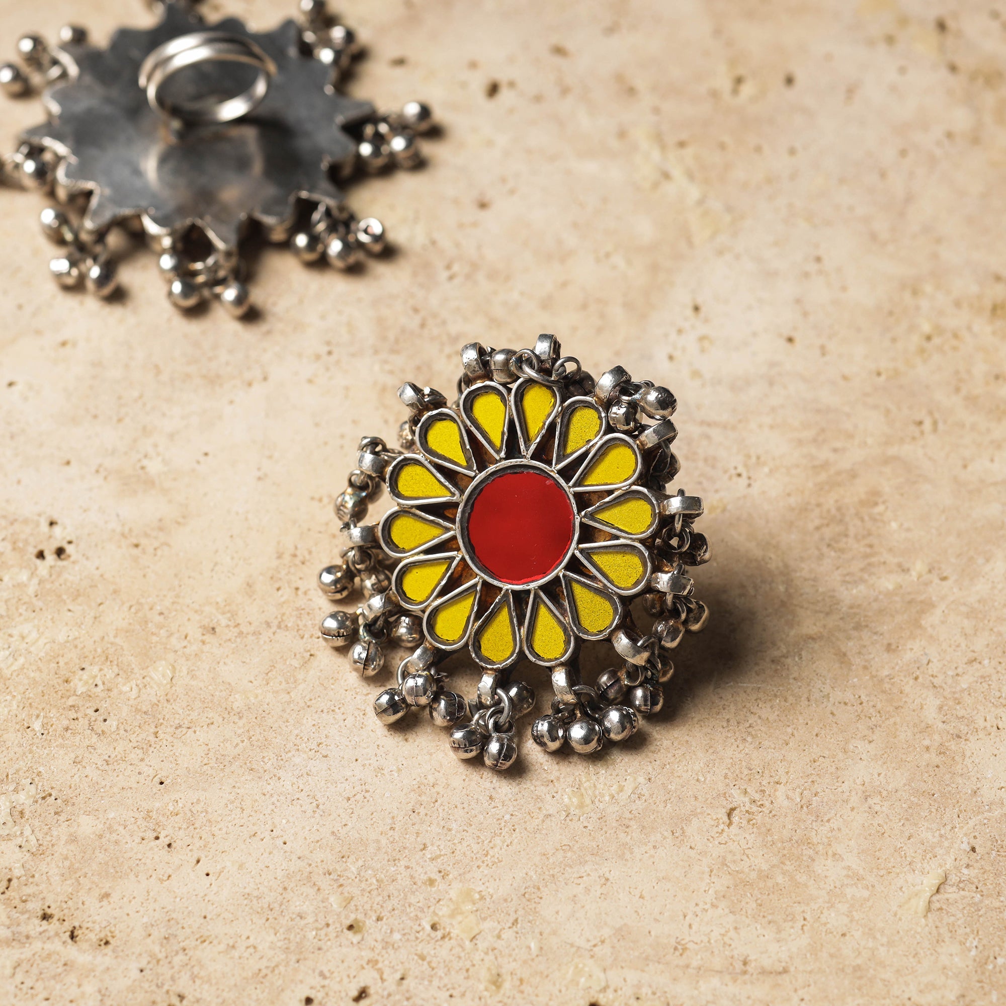 ITOKRI CRAFTS INITIATIVE Antique Glass Encrusted Tribal GS Ring (Adjustable)