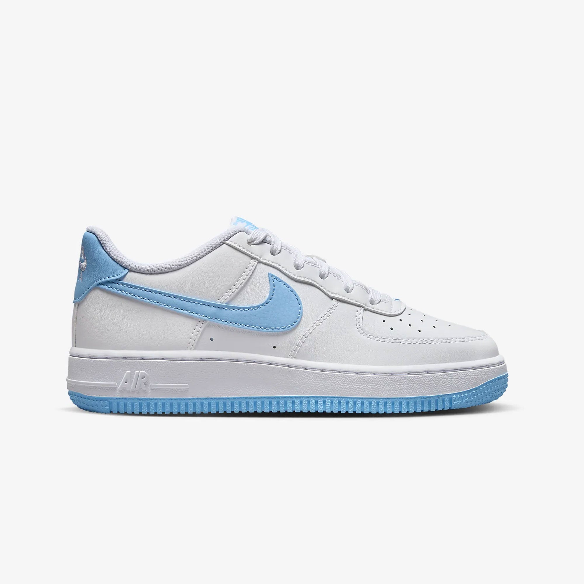 Nike | AIR FORCE 1 (GS) { WHITE/AQUARIUS BLUE-WHITE