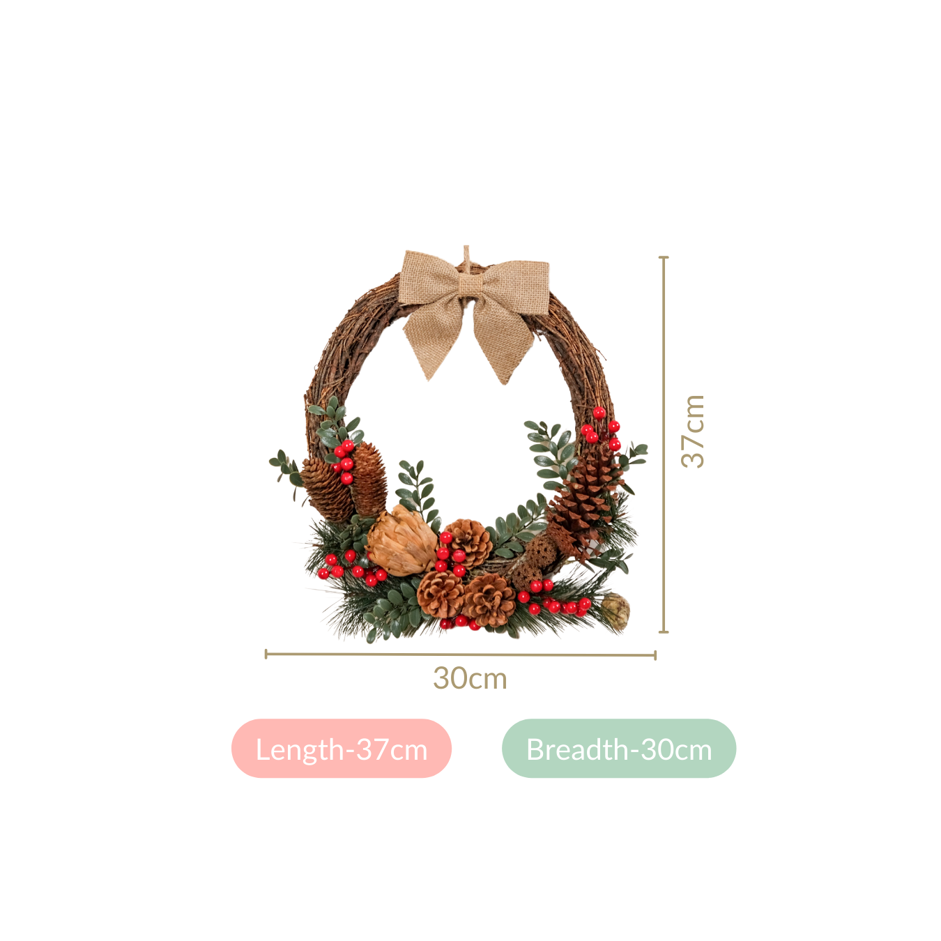 Nestasia Berry Bow Ecofriendly Decorative Festive Wreath - view 4