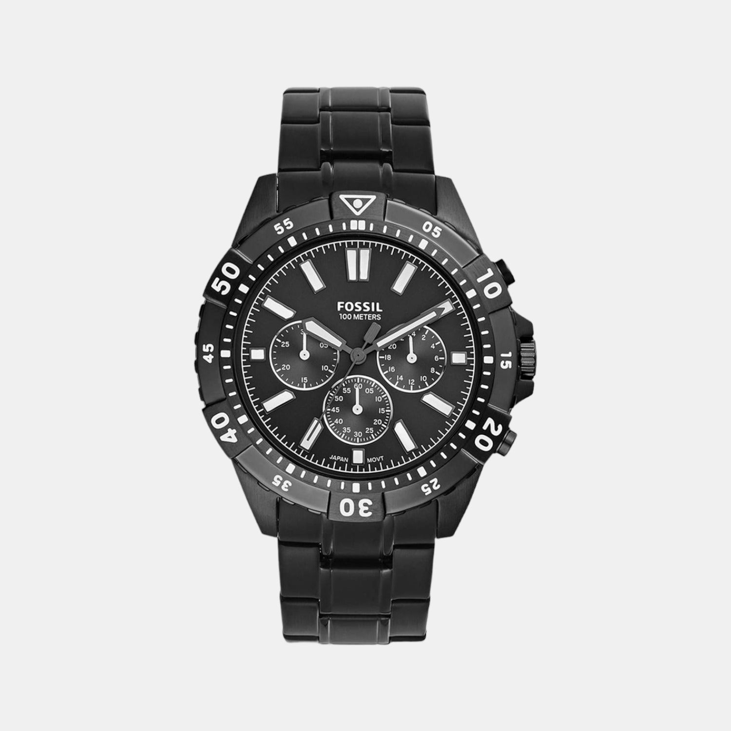 Fossil Garrett Men Quartz Black Dial Chronograph Stainless Steel Watch FS5773