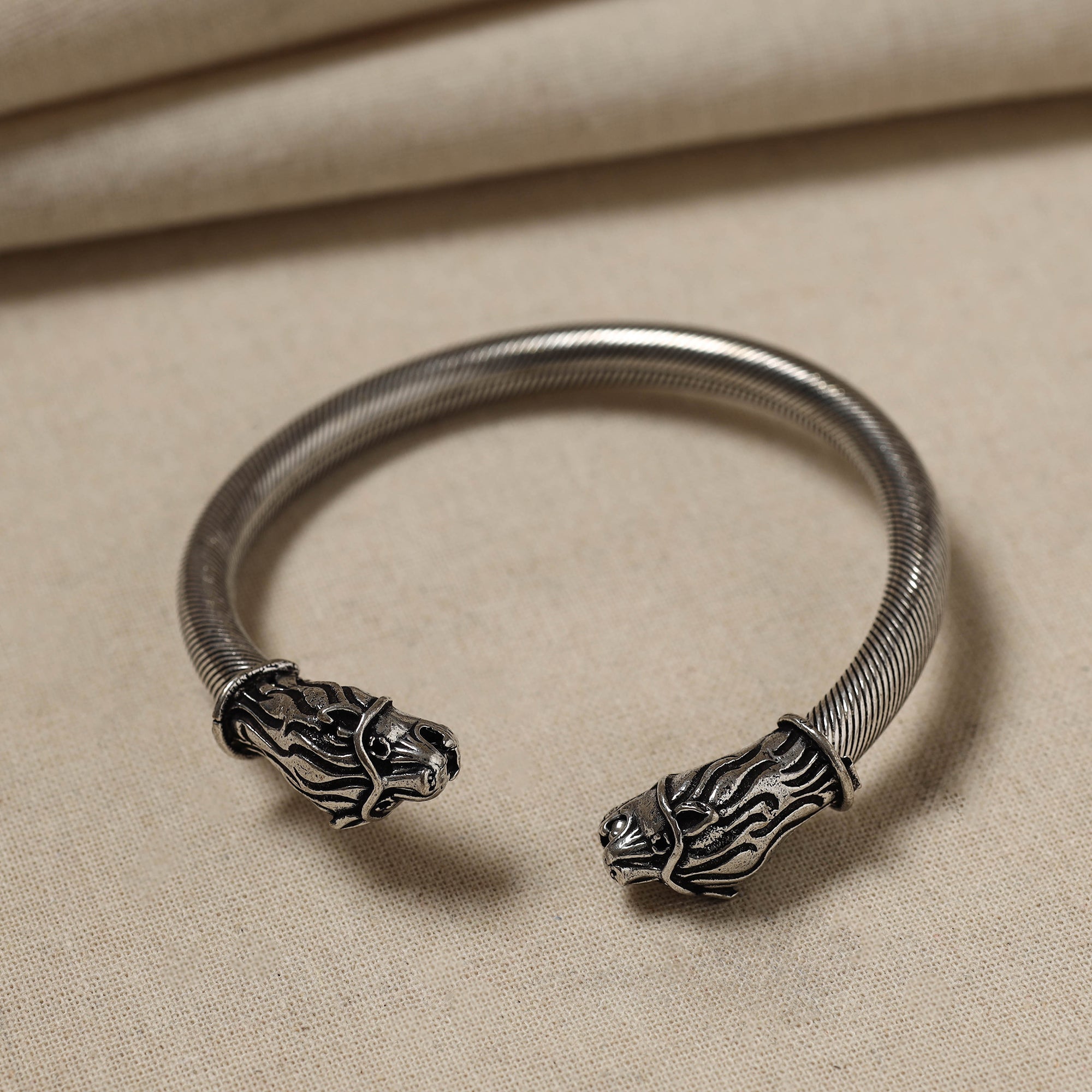 Silver kada bangle – WHITE RIVER STORIES Antique Finish Oxidised German Silver Kada / Bangle (Adjustable)
