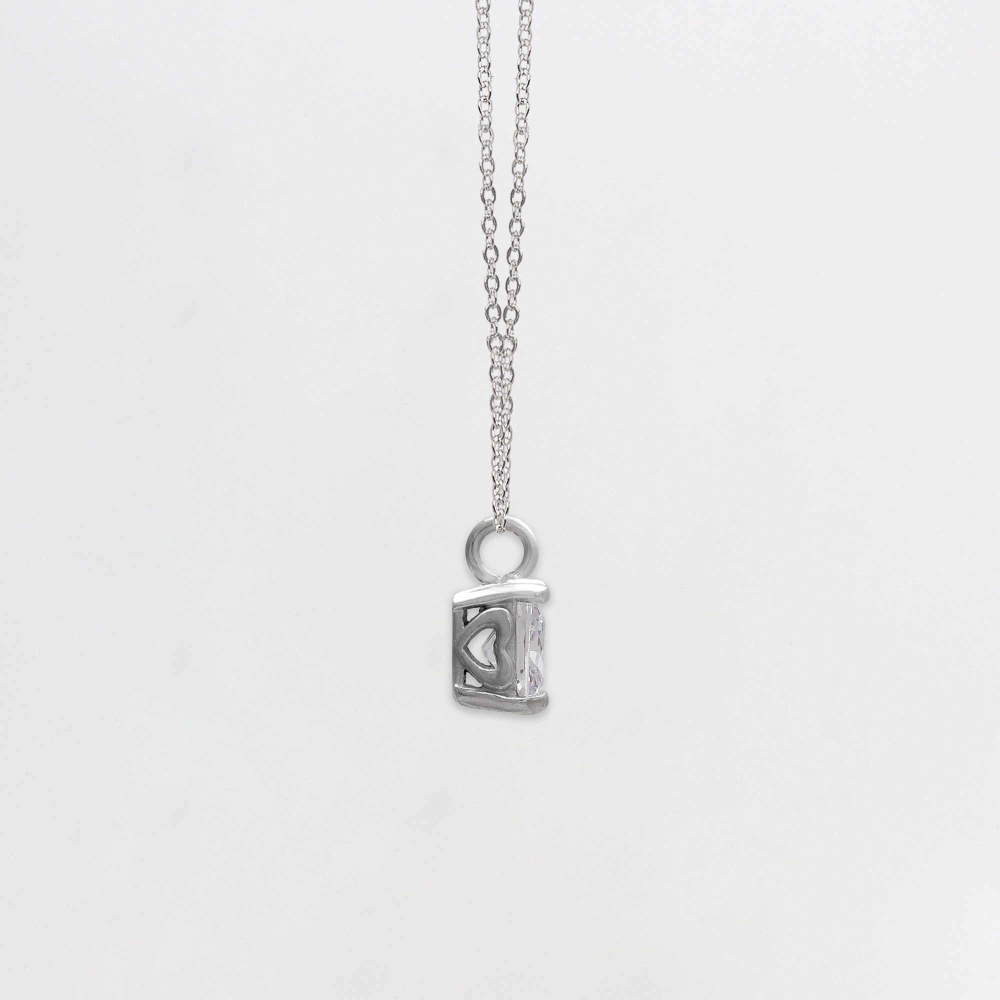 GIVA Jewellery Silver Zircon Square Pendant with Link Chain - view 3