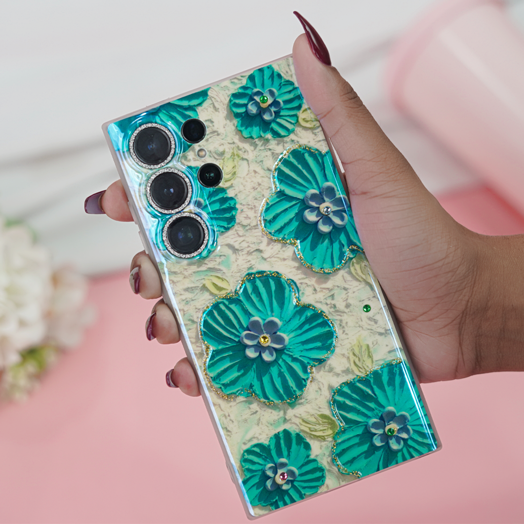 Peeperly Luxurious Lapis Blossom Oil Painting Case - Samsung
