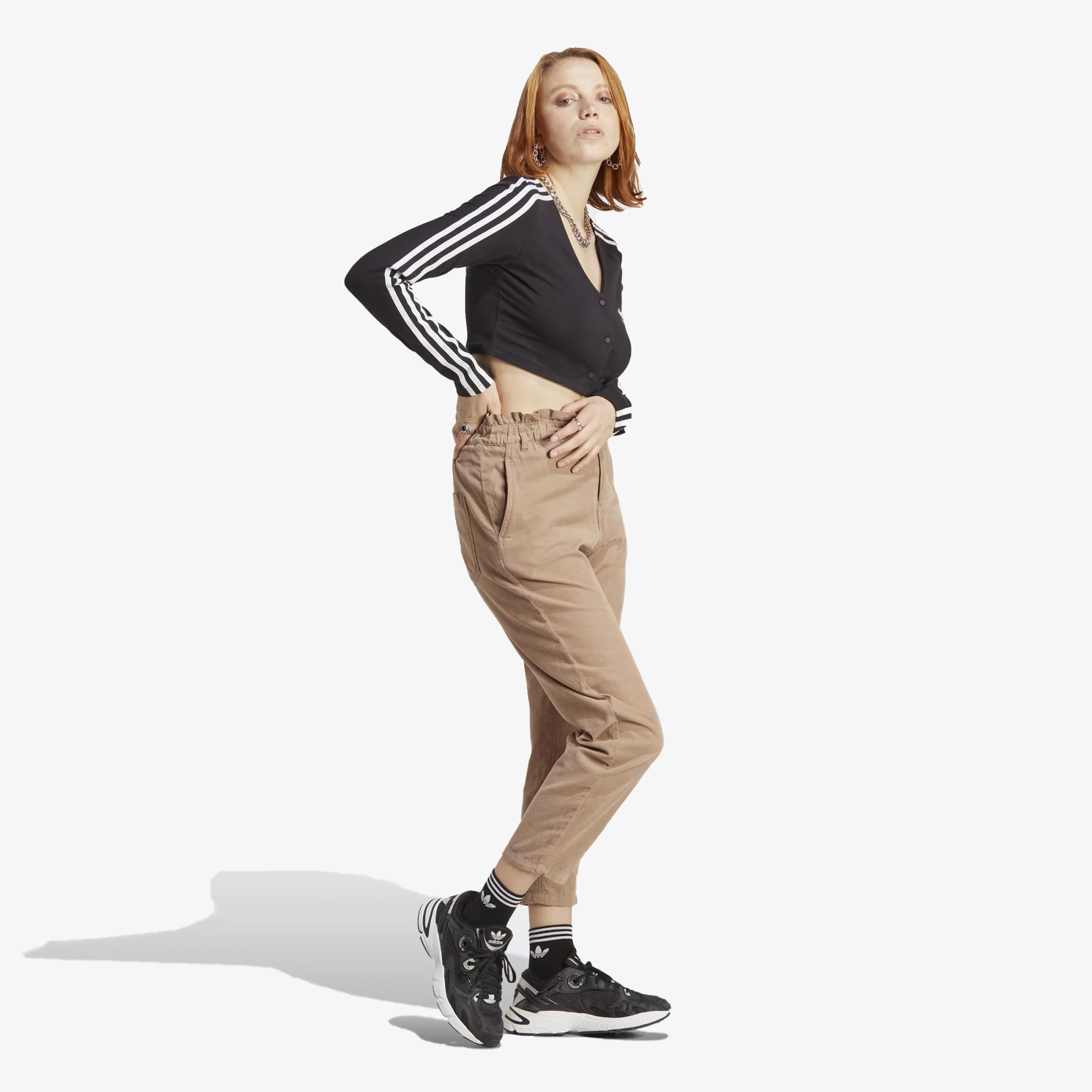 Adidas Originals | ADICOLOR CLASSICS 3-STRIPES BUTTON LONG SLEEVE TEE { BLACK - view 5