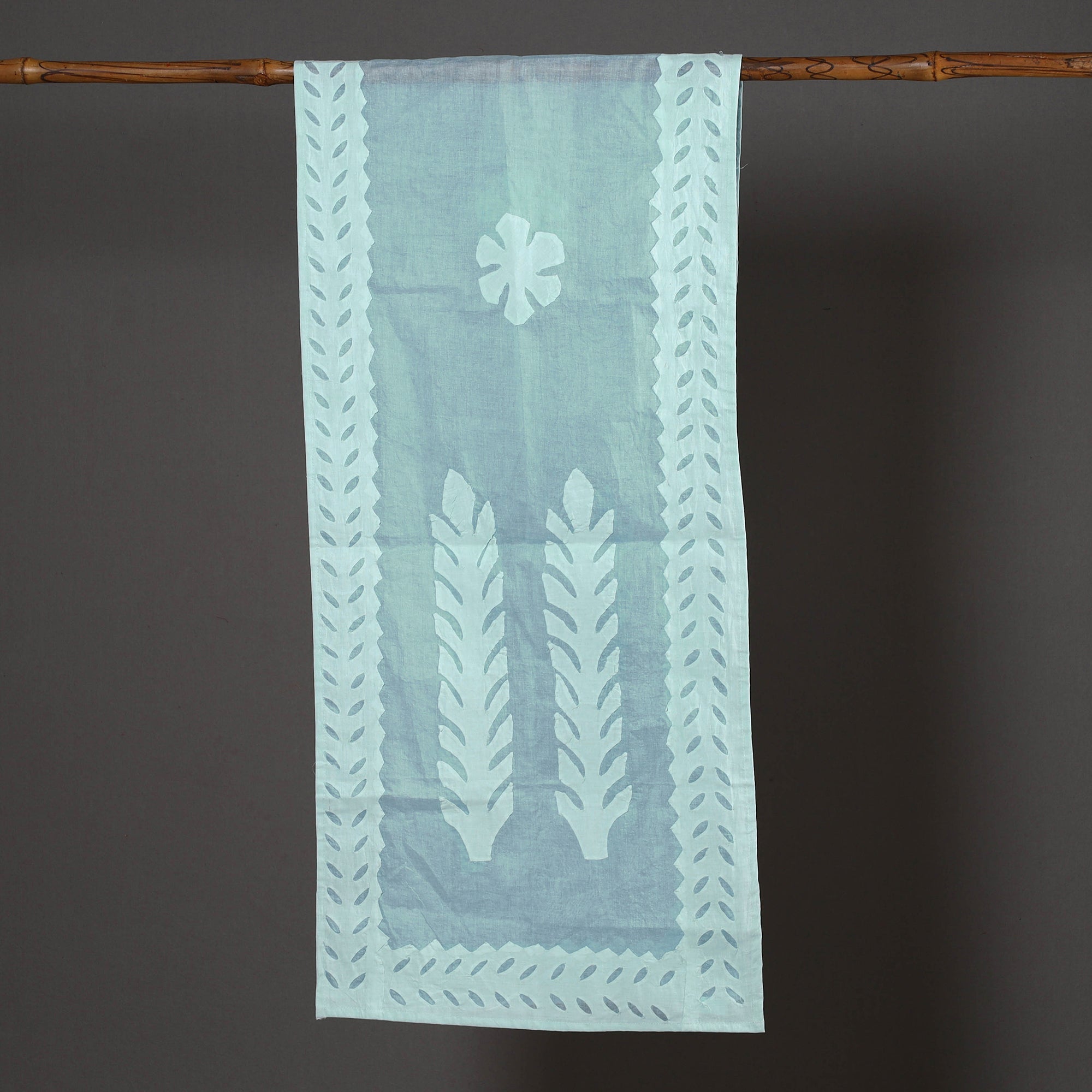 SHADES OF MARUDHARA Blue - Barmer Applique Cut Work Cotton Stole 25 - view 2
