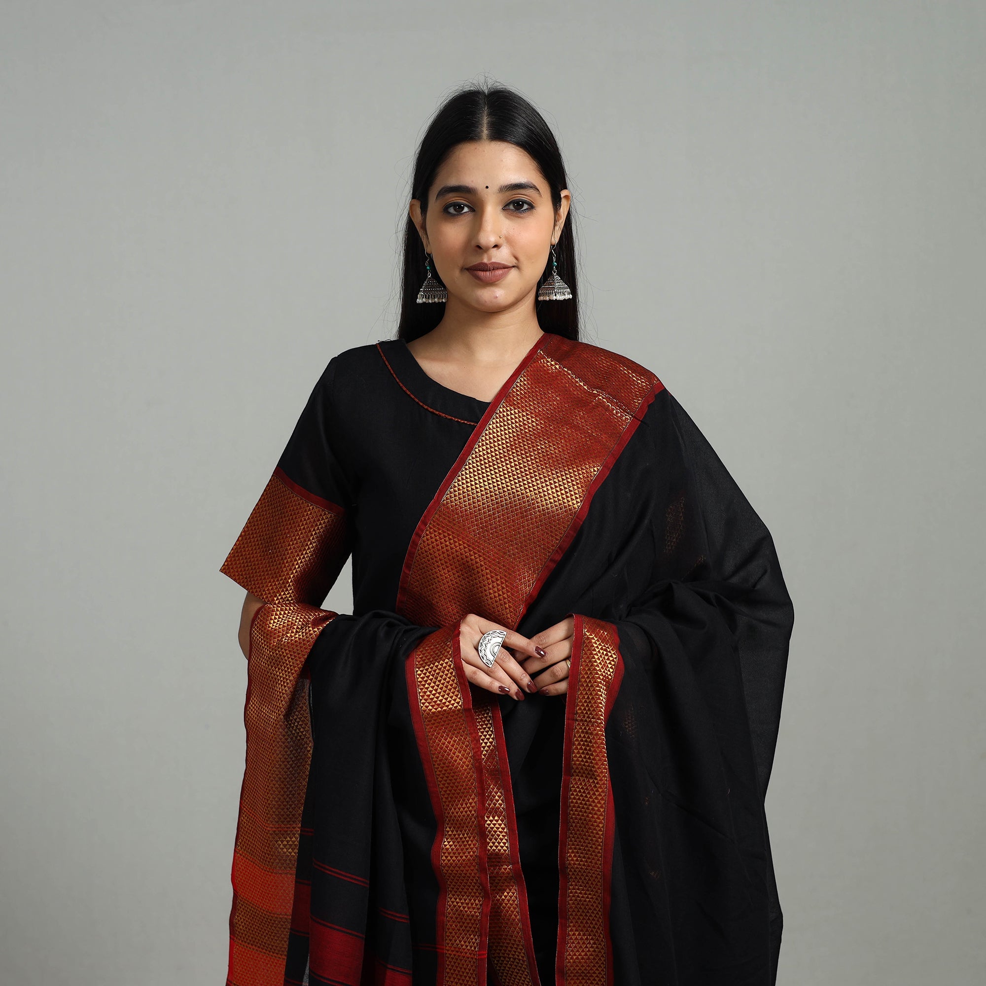 ITOKRI CASUALS Black - Cotton Dharwad Kurta Set with Palazzo & Dupatta 07 - view 3