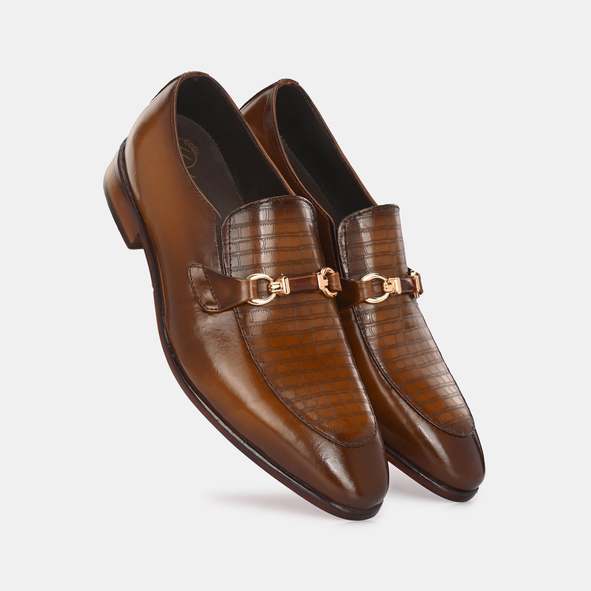 Tan Laser Engraved Buckled Shoes by Lafattio - view 4