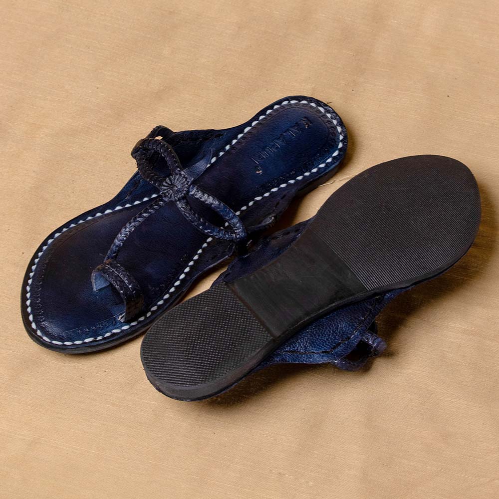 KALAPURI Arthur Navy Blue - Women Chic Palette: Classic Kolhapuri Leather Slippers - view 4