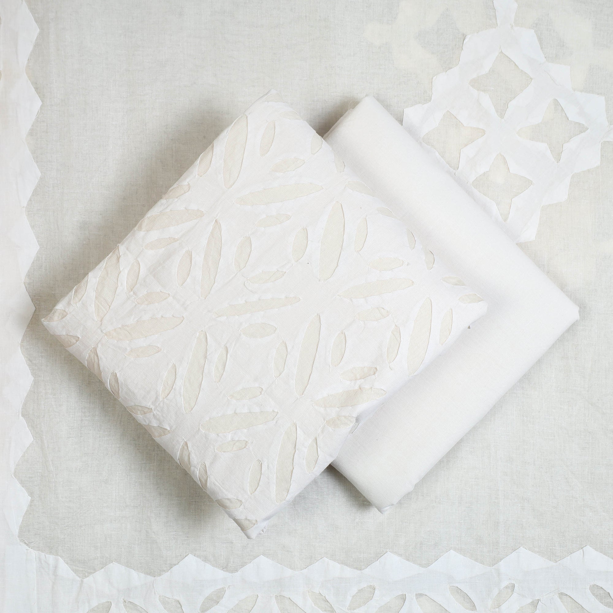 SHADES OF MARUDHARA White - 3pc Cut Work Cotton Barmer Applique Dress Material 13 - view 2