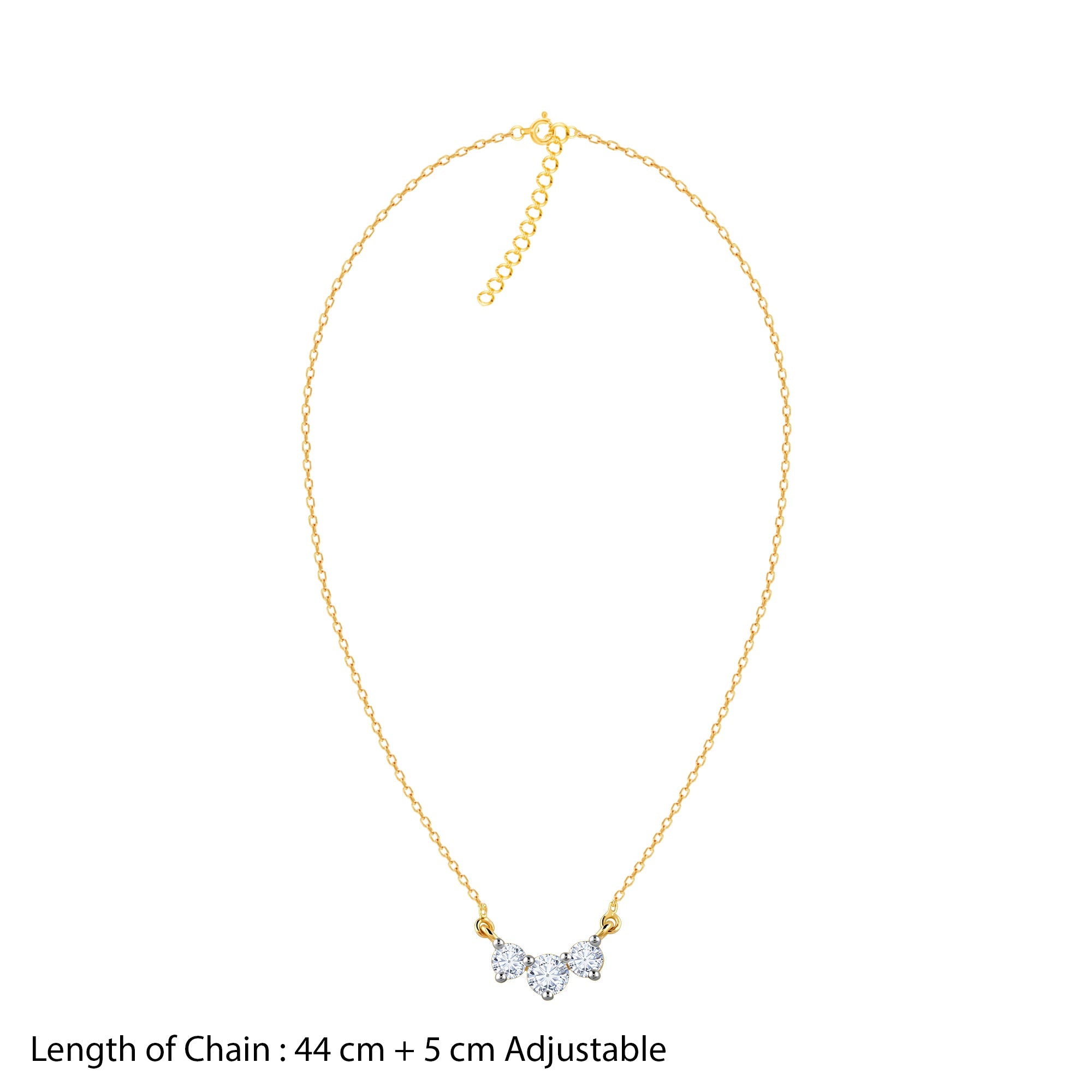 GIVA Jewellery Gold Trilove Diamond Necklace - view 5