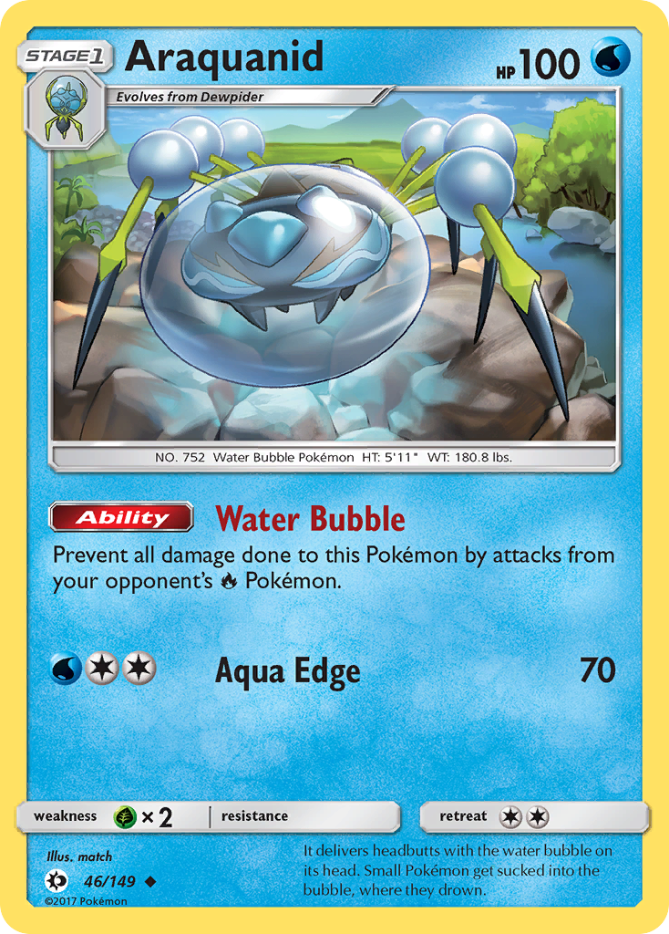 Uncommon sm1-46 reverse – Pokémon Araquanid - 46/149 - Uncommon [sm1-46] [Reverse Holo] - Araquanid - 46/149 - Uncommon