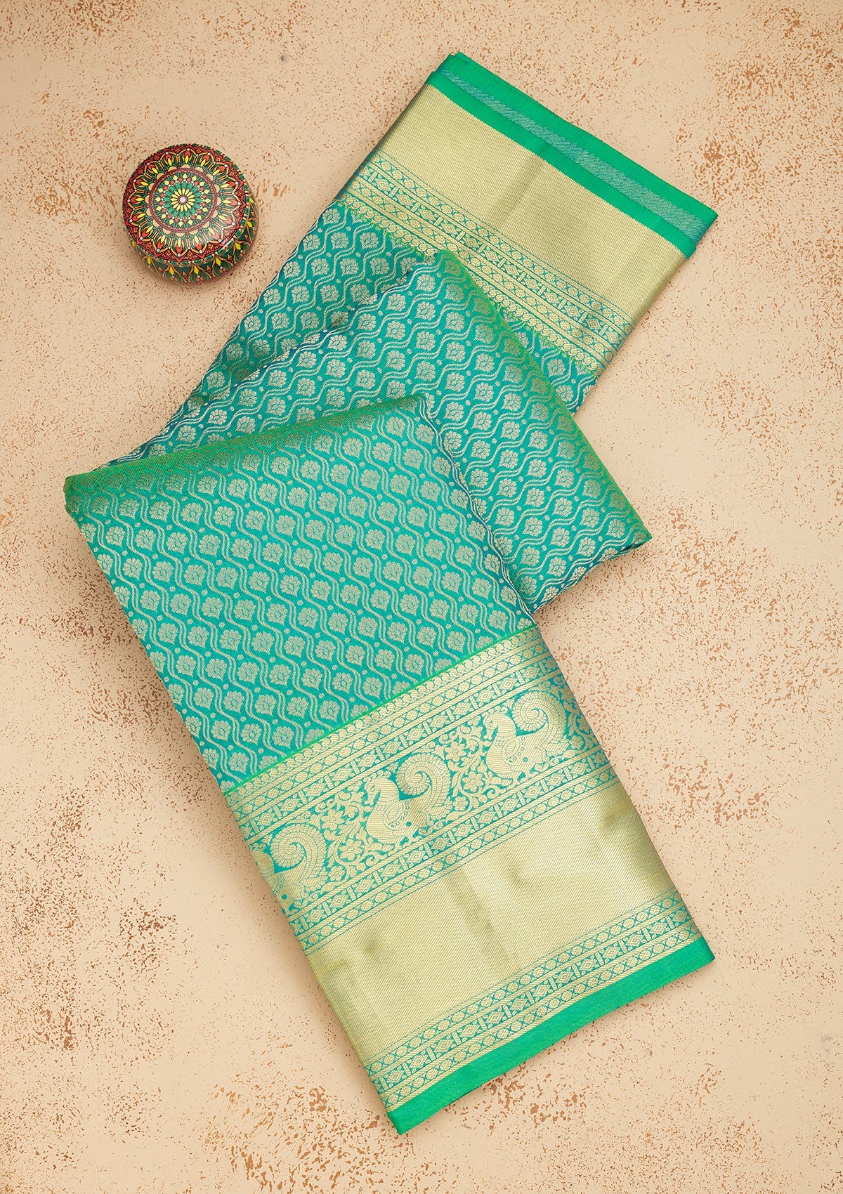 Koskii Green Zariwork Pure Silk Saree – Women's