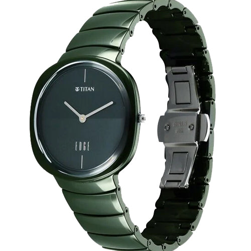 Titan Squircle Camo Quartz Analog Green Dial Ceramic Strap Watch For Unisex 38mm 1841QC05 - view 2