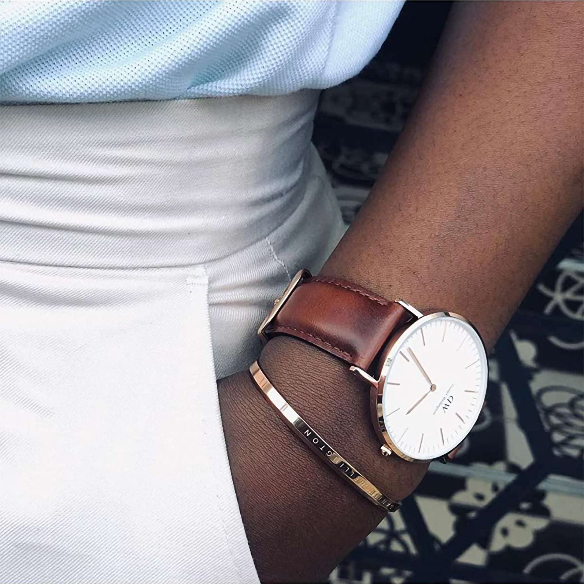Daniel Wellington Classic Men Quartz White Dial Analog Leather Watch DW00100006 - view 2