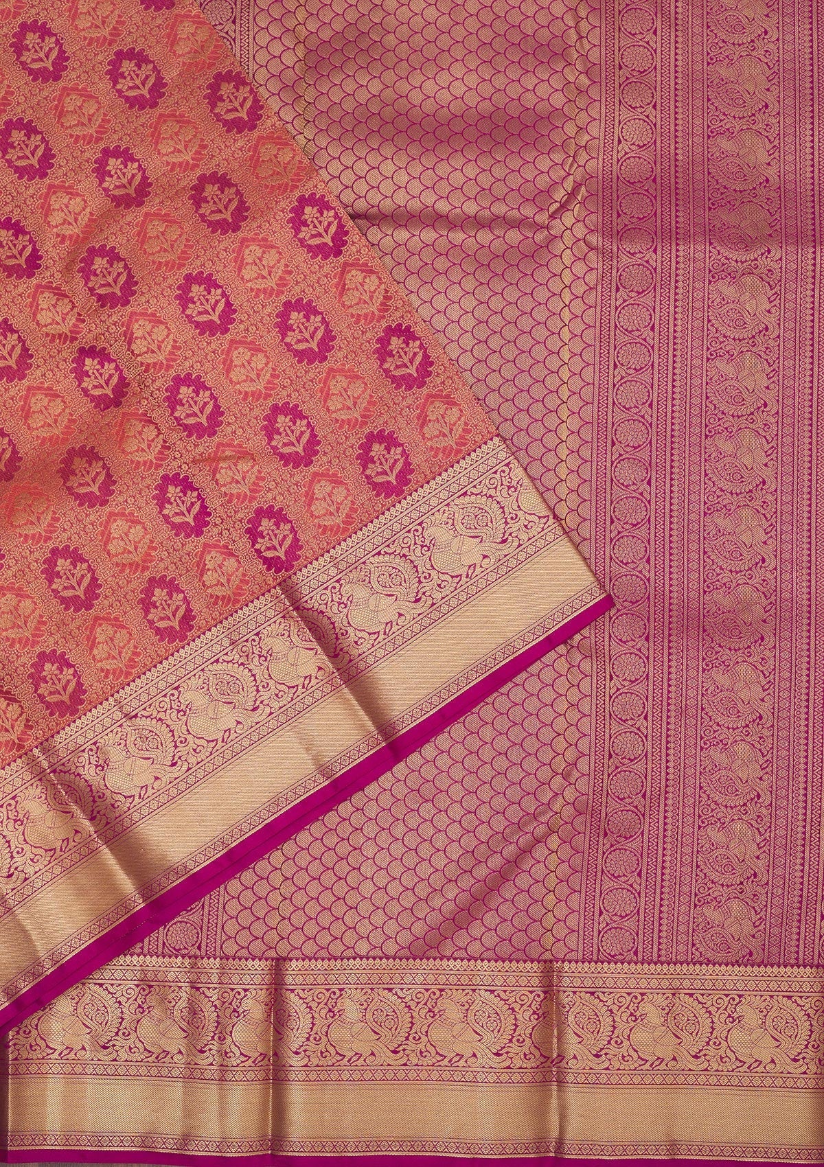 Koskii Peach Zariwork Pure Silk Saree – Women's - view 3
