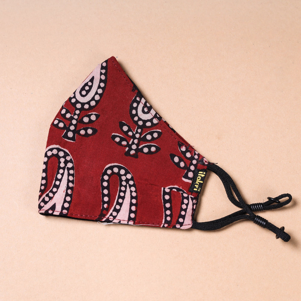 JALPARI Bagh Block Print Cotton 3 layer Snug Fit Face Cover
