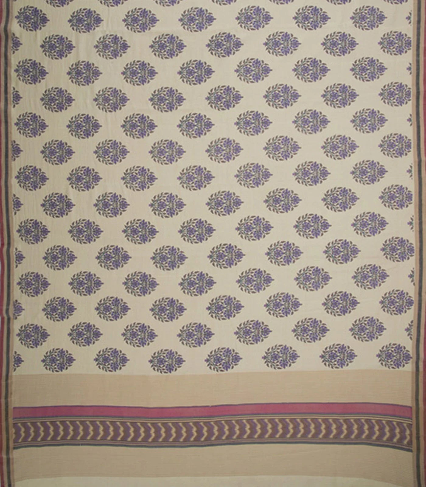 RmKV Cream Chanderi Saree With Screen Printed Motifs-Cream - view 2