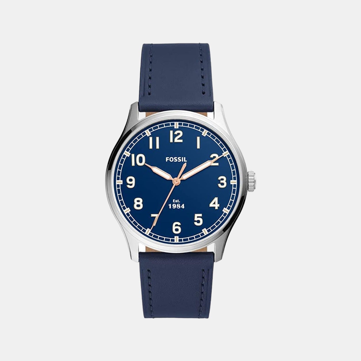Fossil Dayliner Men Quartz Blue Dial Analog Leather Watch FS5924