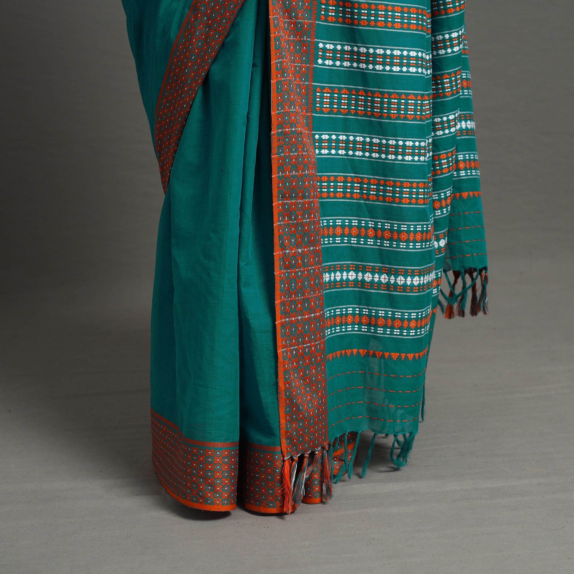 SASHA Blue - Bengal Handwoven Cotton Begampuri Saree 14 - view 6
