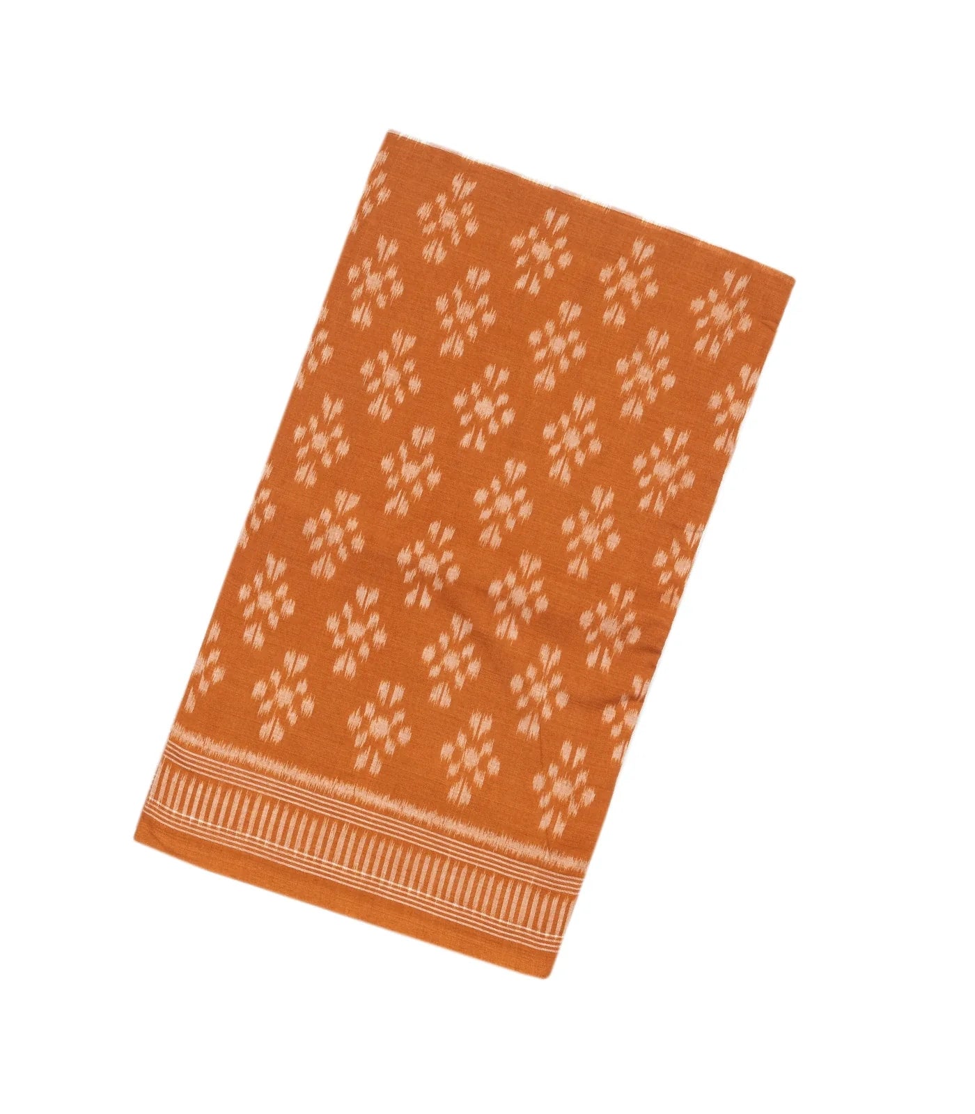 RmKV White & Beige Handloom Orissa Half & Half Cotton Saree With Tie & Dye Motifs