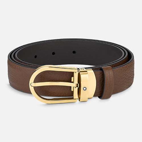 Montblanc Mont Blanc, Horseshoe buckle brown 30 mm leather belt