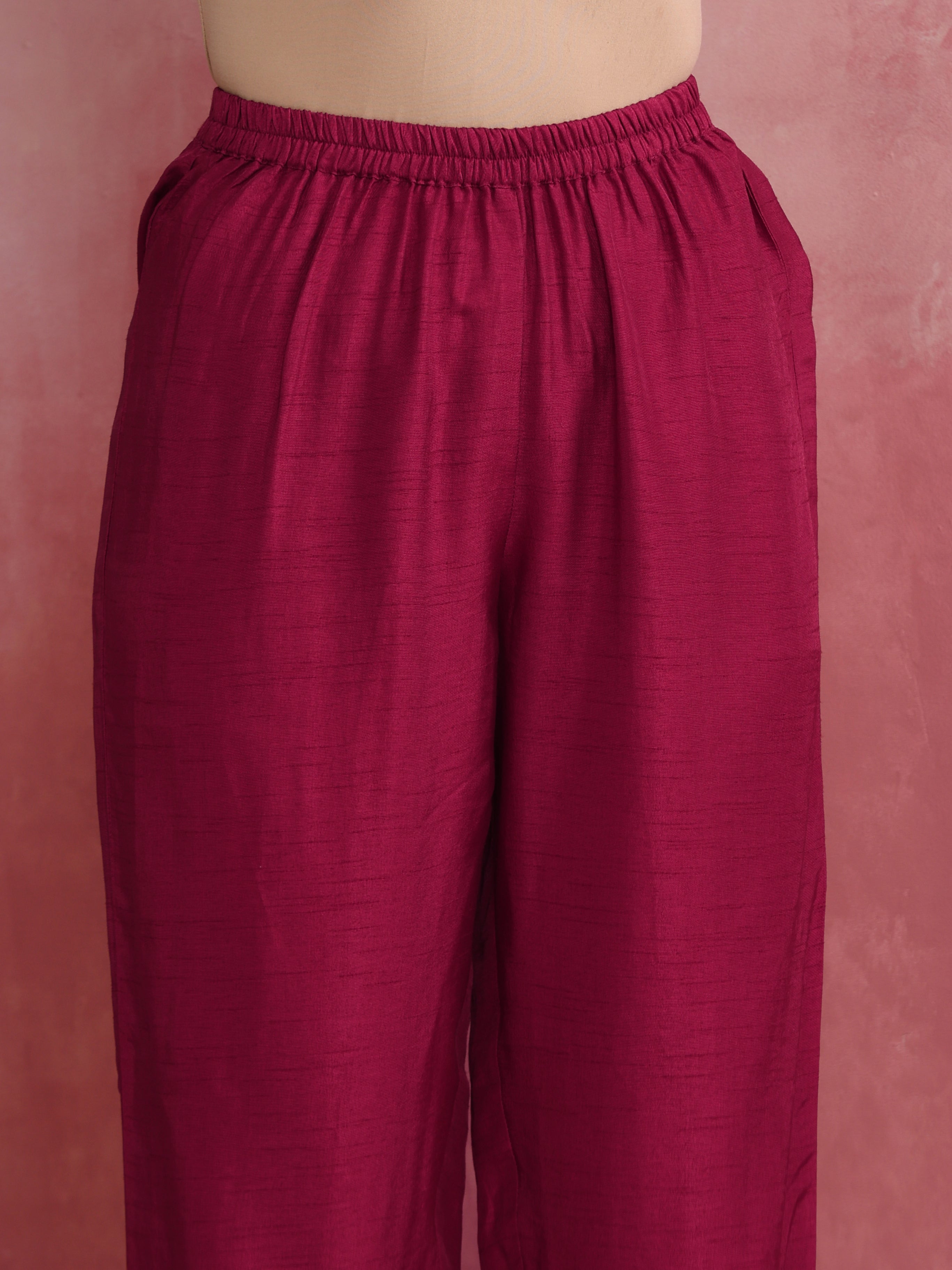 trueBrowns Pink Viscose Silk Kurta Co-ord Set - view 8