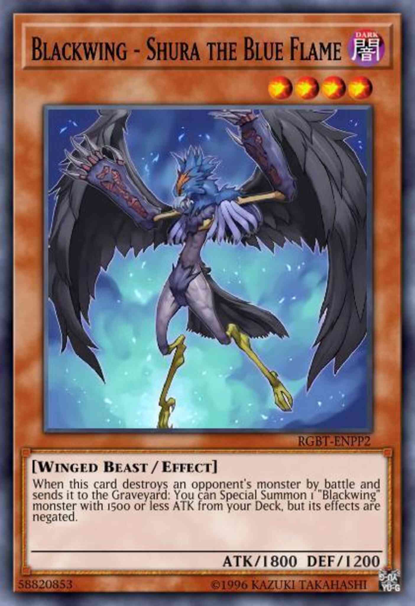 Yu-Gi-Oh! Blackwing - Shura the Blue Flame - RGBT-EN011 - Common - 1st Edition