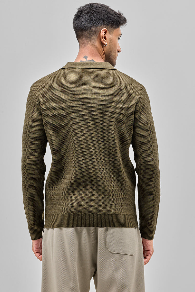 SNITCH Olive Knitted Polo Sweater - view 7