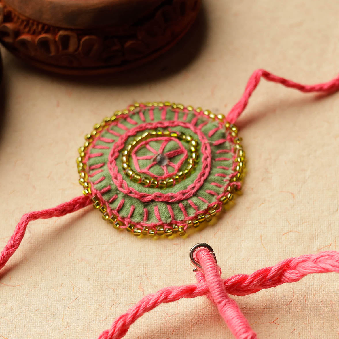 Beads & Thread Embroidered Reusable Rakhi by Neeli Titlee 67 - view 2