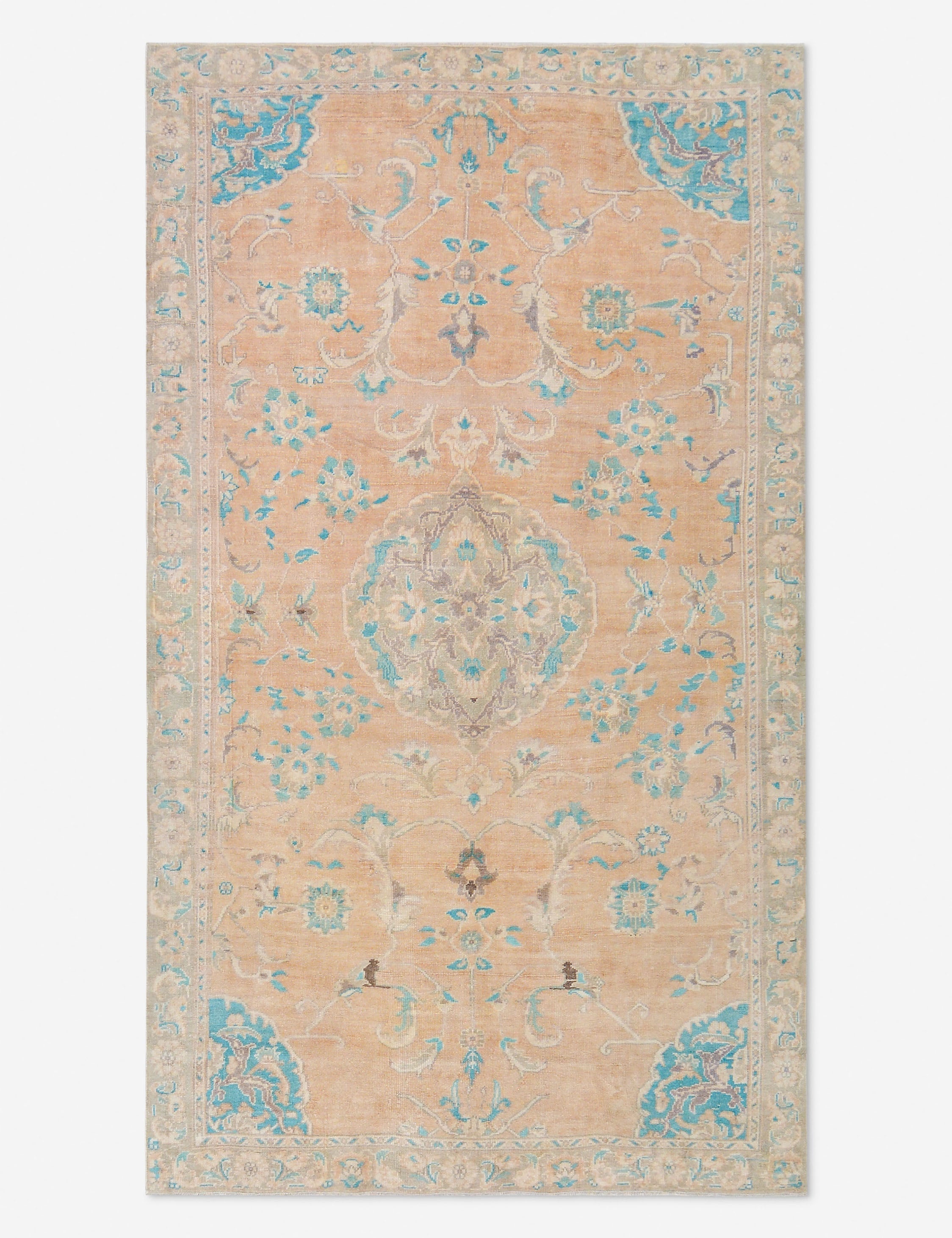 Lulu and Georgia Vintage Turkish Hand-Knotted Wool Rug No. 464, 5' 6" x 9' 7"