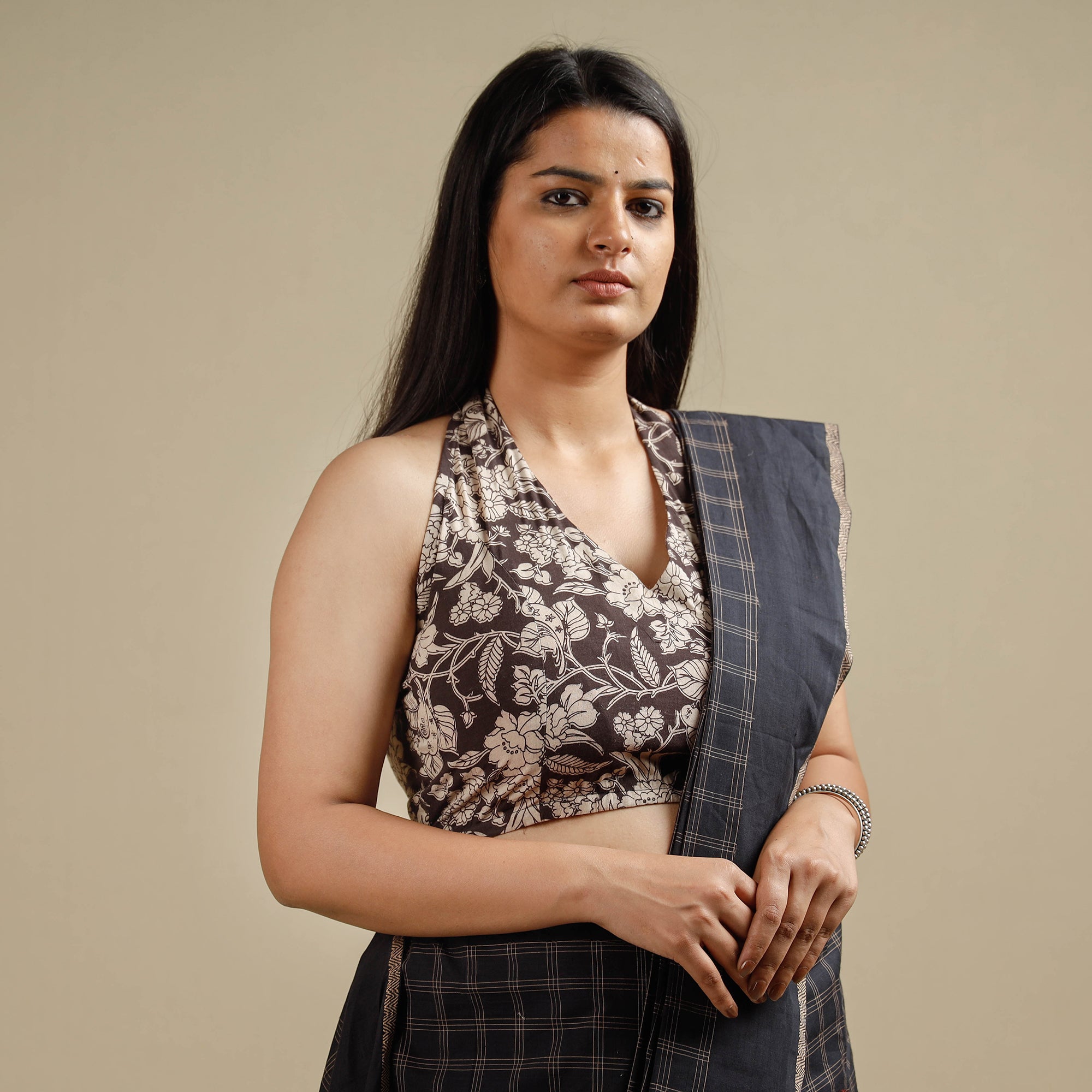 NOORI BAZAR Brown - Kalamkari Printed Cotton Stitched Blouse