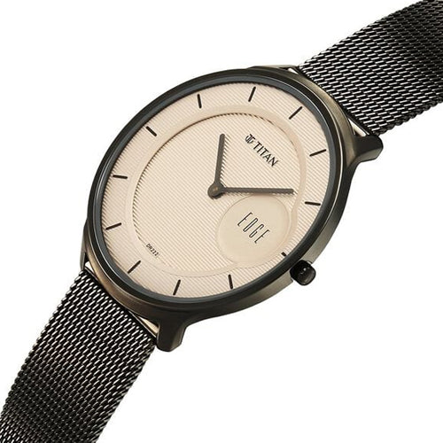 Titan Edge Murals Quartz Analog Pink Dial Grey Stainless Steel Strap Watch For Men 38mm 1843QM07 - view 4