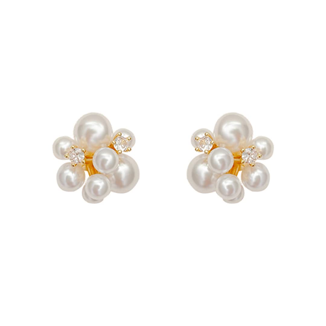 Yellow Chimes Earrings for Women and Girls Studs for Girls Gold Toned White Pearl Stud Earrings | Birthday Gift for girls and women Anniversary Gift f
