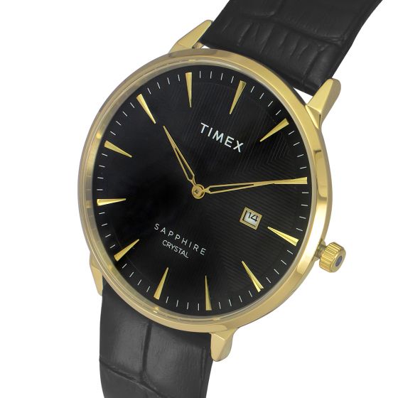 Timex Fashion Men Quartz Black Dial Analog Leather Watch TWEG21901 - view 2