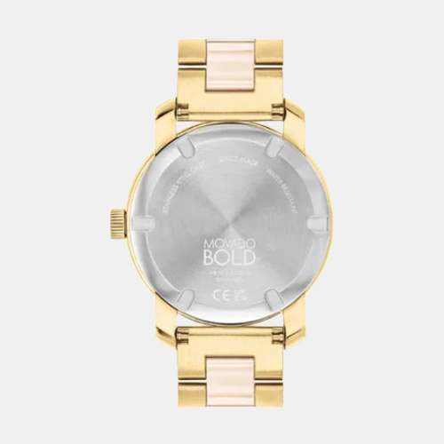 Movado Bold Ceramic Women Quartz Pink Dial Analog Stainless Steel Watch 3600800 - view 2
