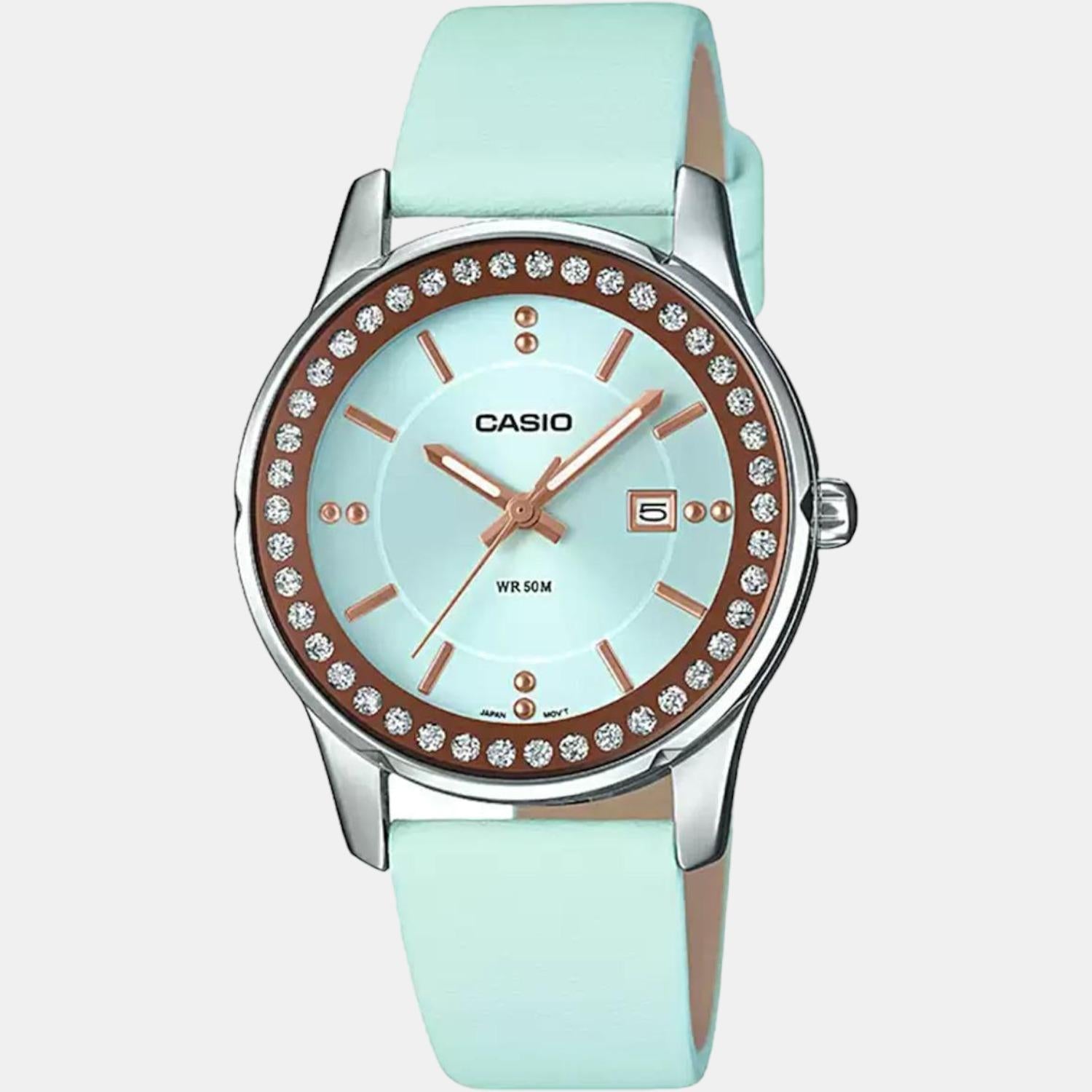 Casio Enticer Women Quartz Blue Dial Analog Leather Watch A1583 - view 5