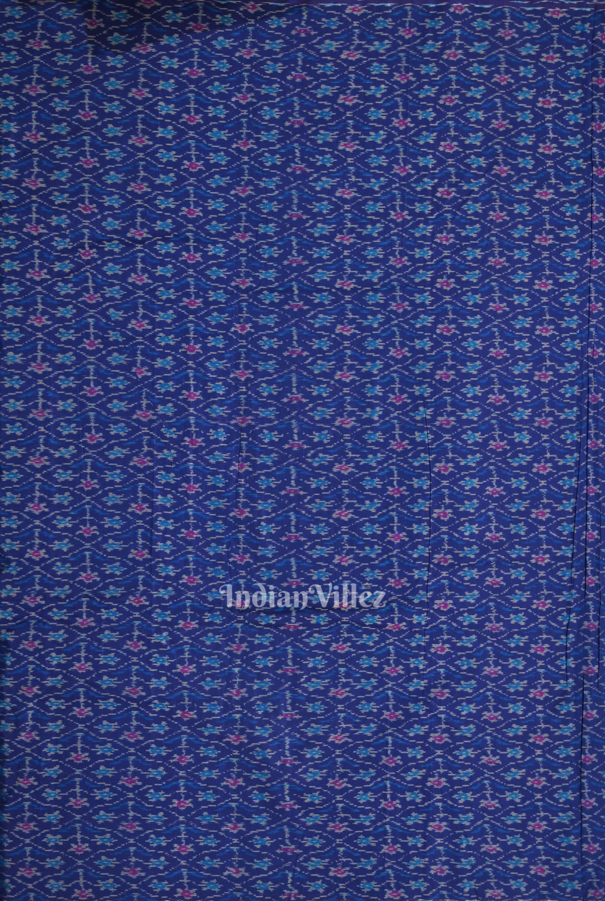 IndianVillèz Blue Pochampally Ikat Silk & Cotton (Sico) Fabric - view 3