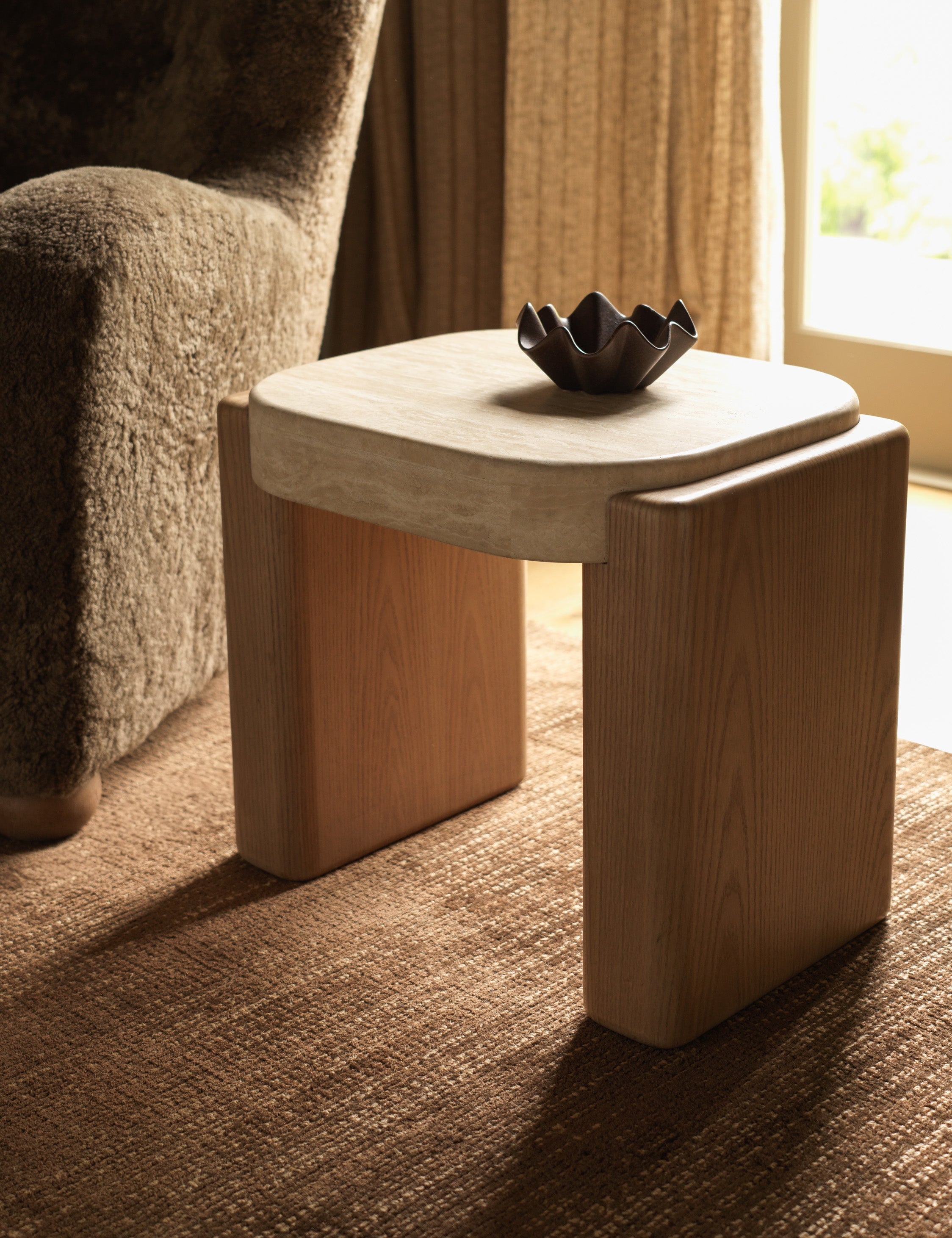 Lulu and Georgia Midora Side Table – Travertine - view 2