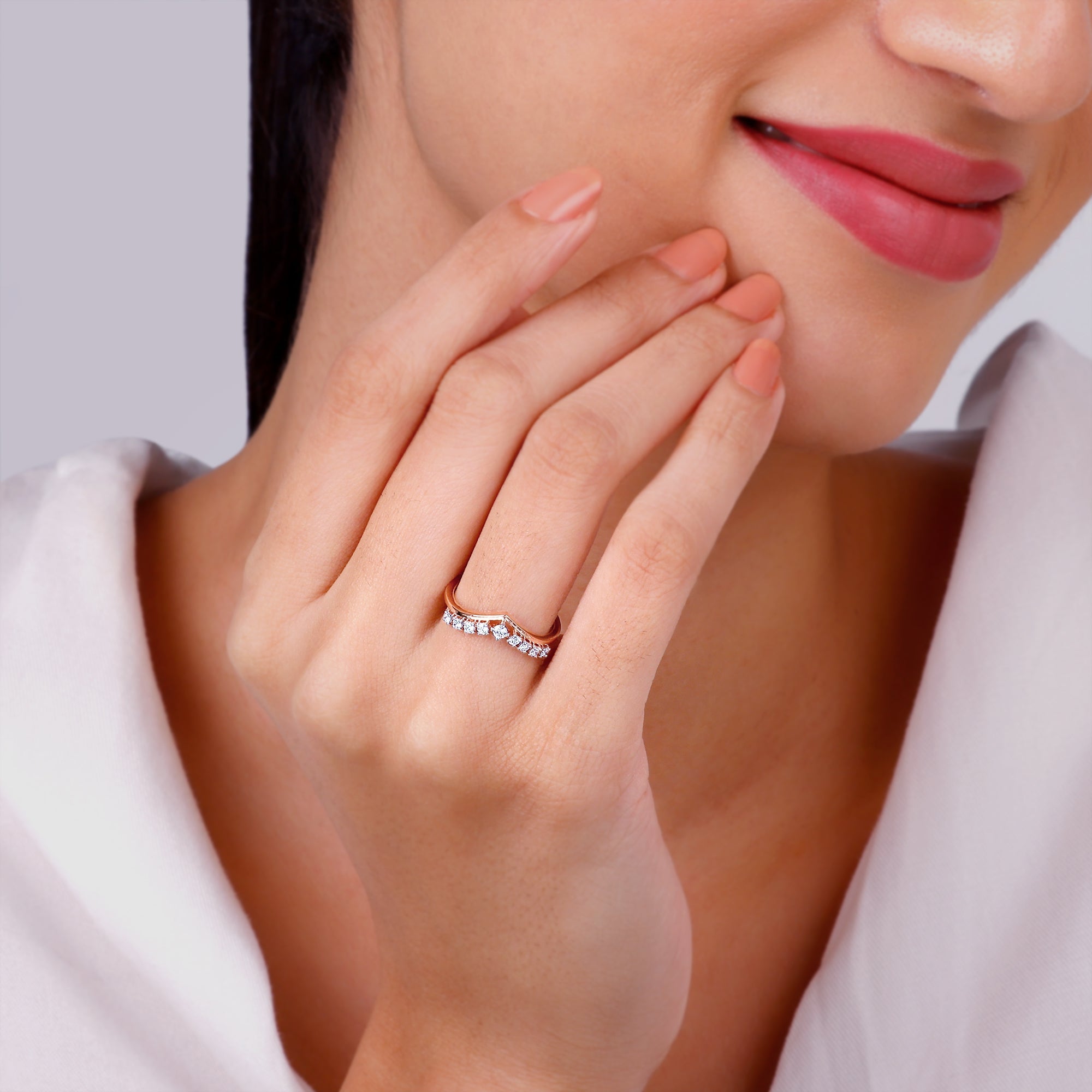 GIVA Jewellery Rose Gold Elegant Pear Diamond Ring - view 3