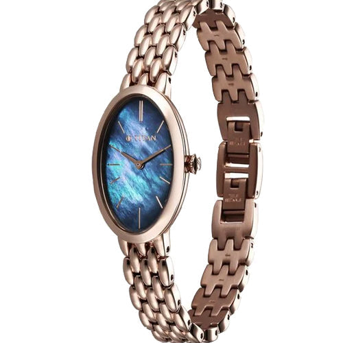 Titan Aura Quartz Analog Mother Of Pearl Dial Stainless Steel Strap Watch for Women 22mm 95246WM01 - view 2
